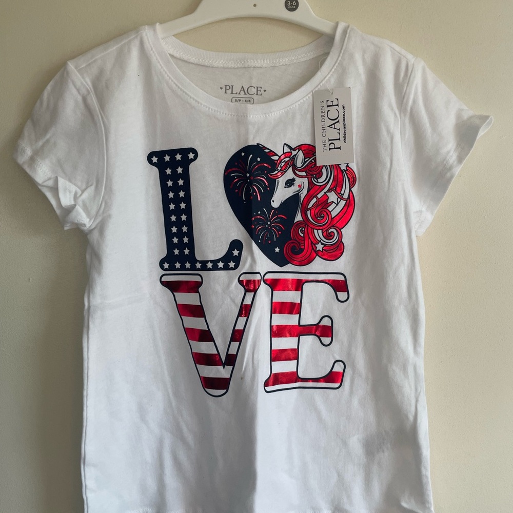 The Children's Place White Love Unicorn T-Shirt